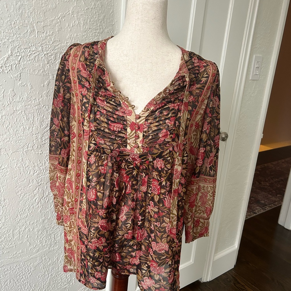 Joie Floral Blouse - Black and Red